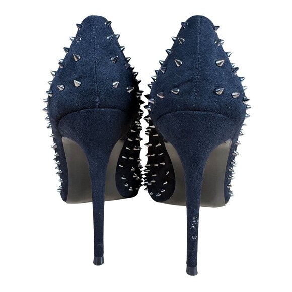 Steve Madden Daisie Spiked Pointed Toe Black Suede Heels Pumps Size 7.5 - Picture 6 of 8